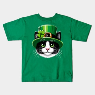 Girls Cat St Patricks Day Shamrock Irish Toddler Kids Women Kids T-Shirt